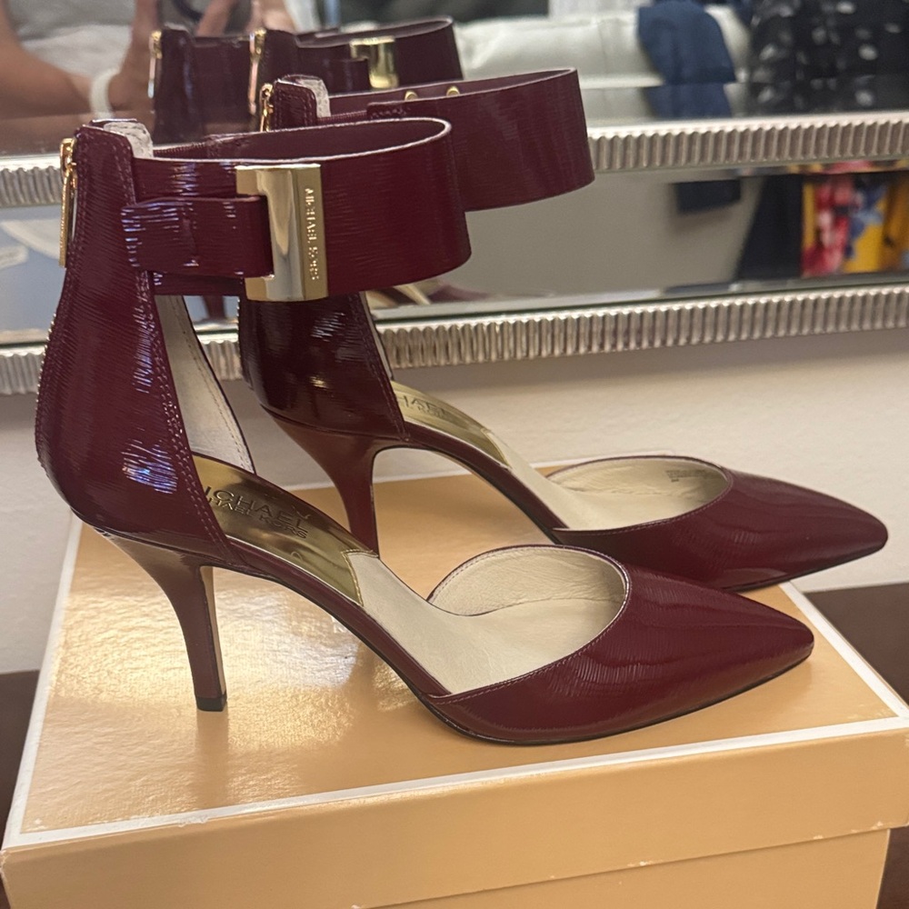 Michael Kors Burgundy Ankle Strap Heels